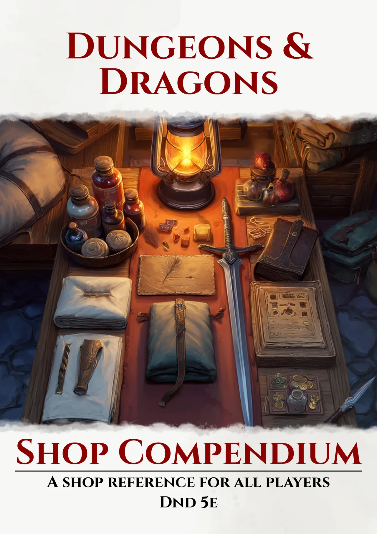 DnD Shop Compendium printable booklet of ready-made shop stock and prices for D&D 5e