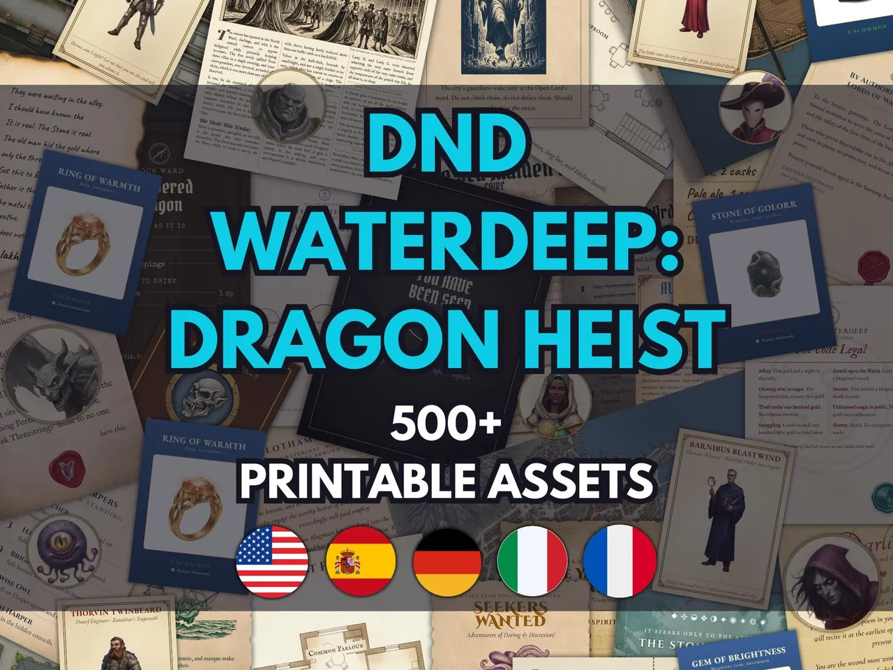 Waterdeep Dragon Heist printable handout and map bundle for D&D 5e